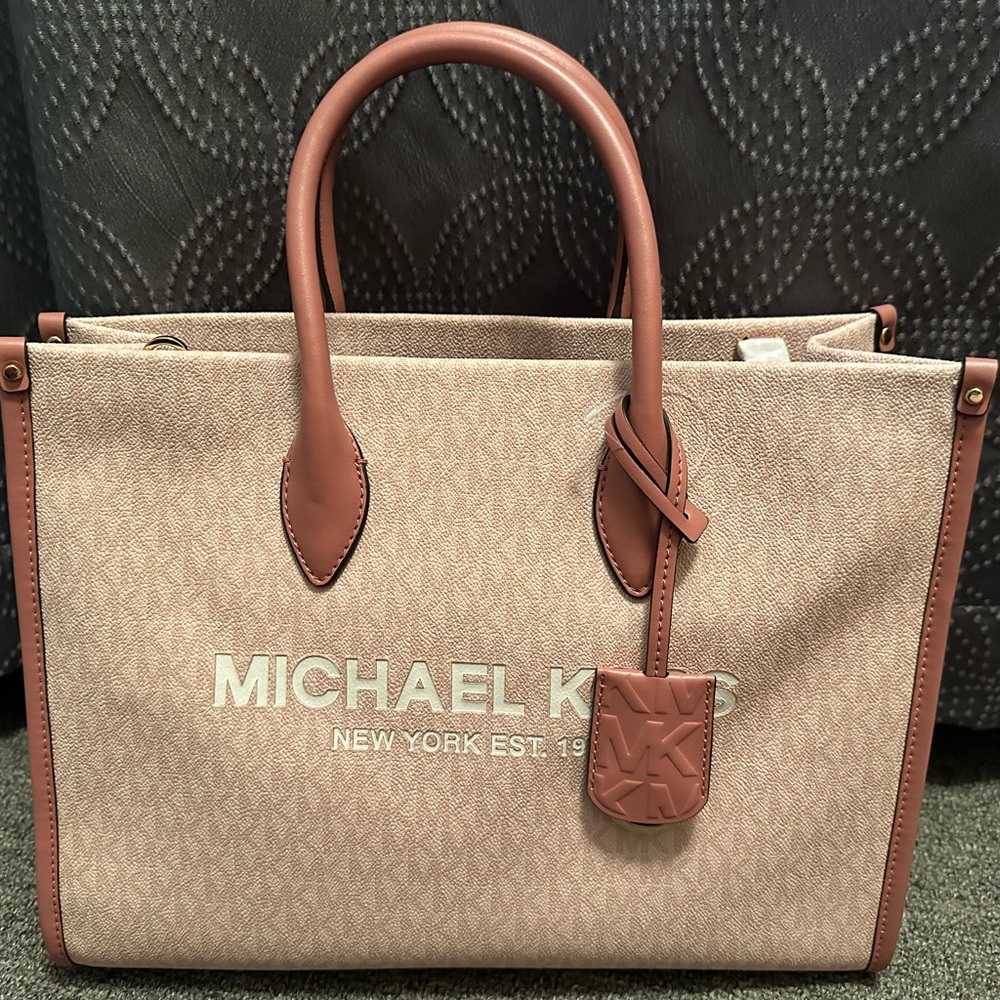 Michael Kors Tote Bag Pink with short and long strap